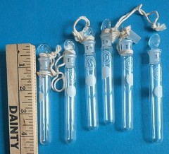 6 Vtg Antique Small STOPPERED Test Tubes 13x100mm Scientific Glass Blowing Co OS