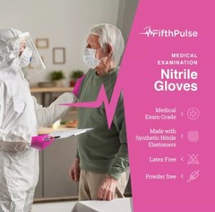 Fifth Pulse Nitrile Exam Latex Free & Powder Free Gloves – Fuchsia