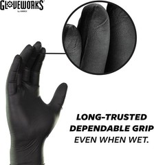 Gloveworks 100-Pack 5 Mil Nitrile Disposable Powder Free Gloves, Small, Black