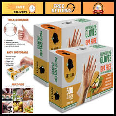1000 Count Large Disposable Gloves – BPA Free Poly PE LDPE for Food Prep & Kitch