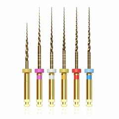 6/pk Vakker Dental Endo Rotary Files NITI Gold Taper Files Assorted 21/25/31mm