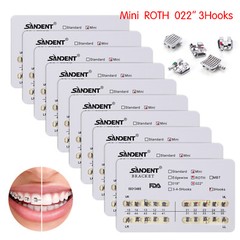 10 Packs SANDENT Dental Orthodontic Brackets Braces Mini Roth 022″Slot 3 Hooks