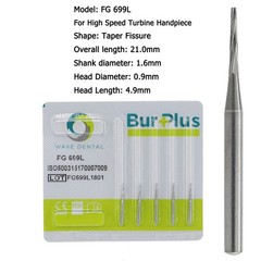 Wave Dental Carbide Burs FG 556 557 169L 701L High Speed Burs Friction Crip 19mm