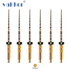 6/pk Vakker Dental Endo Rotary Files NITI Gold Taper Files Assorted 21/25/31mm