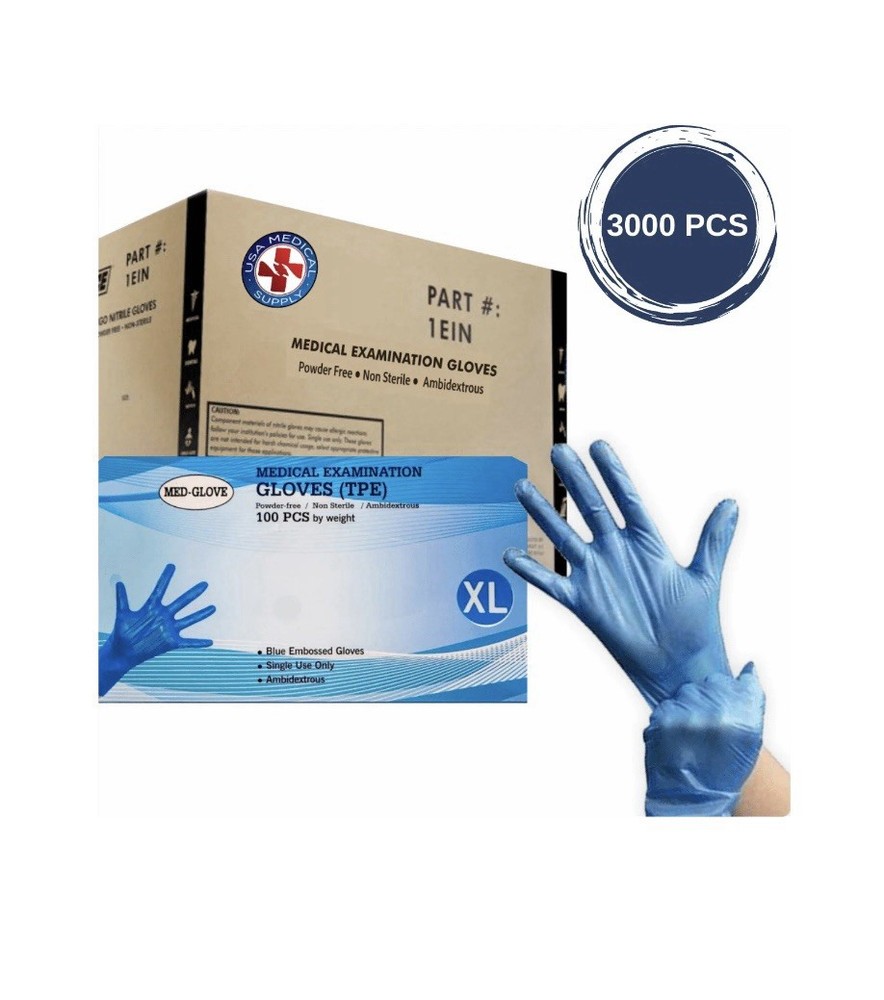 Disposable Gloves, (TPE) Powder Free/Non Sterile/Ambidextrous – 100 Count-Blue