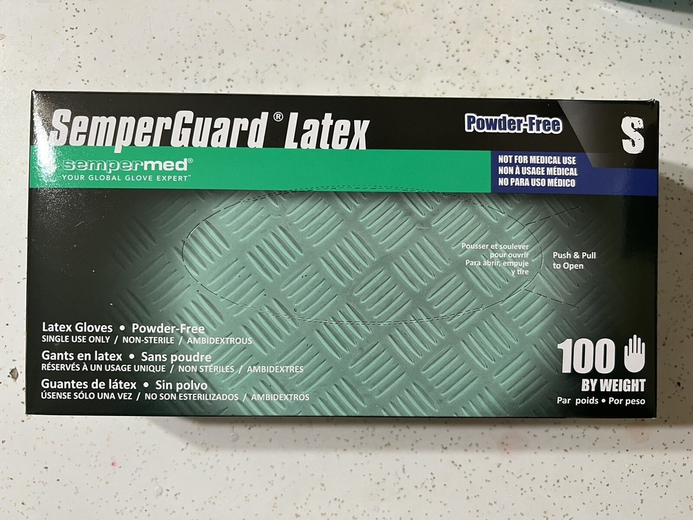 100 count SemperCare Latex Rubber Gloves: Small Size