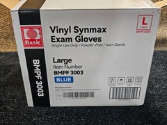 (QTY 1000) Basic Blue Vinyl Synmax Exam Gloves L SIZE BMPF-3003