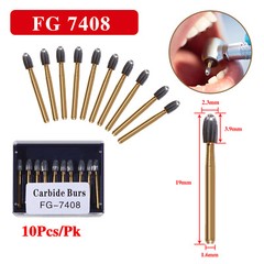 10X Dental Tungsten Carbide Burs Trimming Finishing Egg Football Bur FG 7408