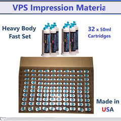 Dental Impression Material, VPS Heavy Body, Regular Set, 32 x 50ml Cartidges USA