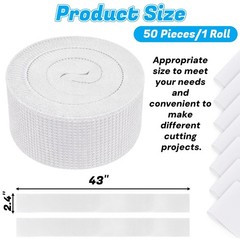 50 Pieces Jelly Fabric Strips Roll for Quilting, 43 x 2.4 Inch White Cotton Patc
