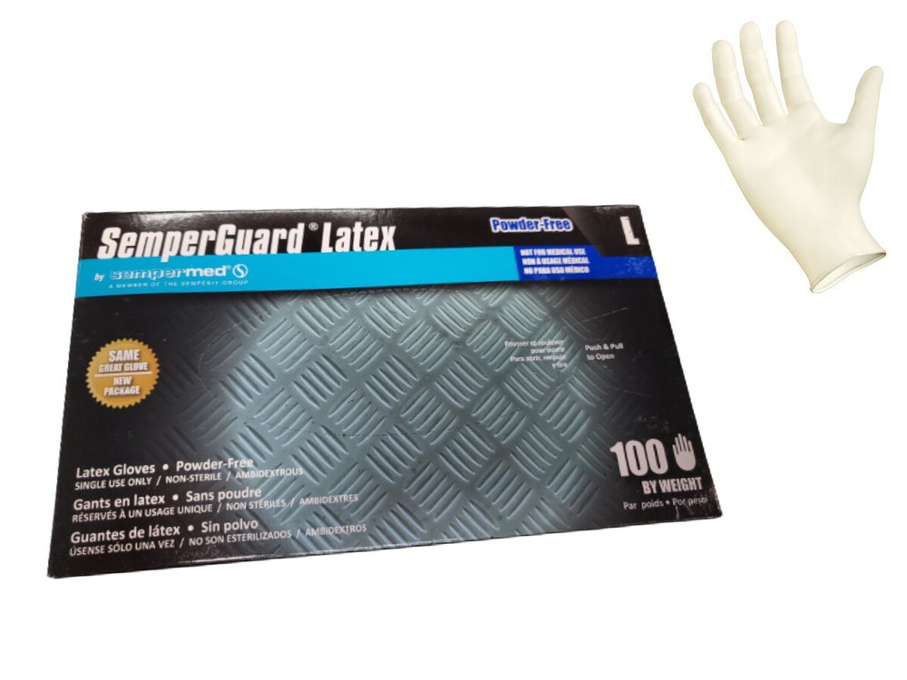 SemperGuard 4.5mil thick Latex Gloves, Disposable, PF – 50 or 100 count✔