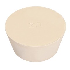 White Tapered Shaped Solid Rubber Stopper for Lab Tube Stopper Size 20