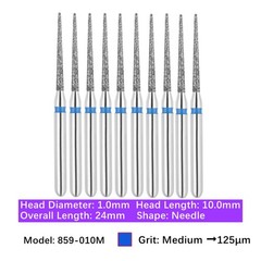 Vakker 10pc Dental Needle FG Diamond Bur 859-010M Medium Grit