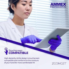 AMMEX Indigo Nitrile Gloves 100 Pcs Latex & Powder Free | Disposable Safety Glov