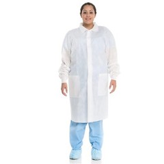25 Pcs Kimtech A8 Certified Lab Coat Knit Cuffs (10124) White SMS Fabric Sz 2XL