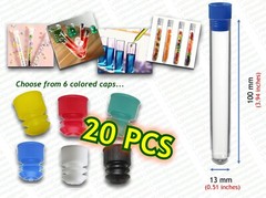 13 x 100 mm – Clear Plastic Test Tubes with Colored Caps – 8ml volume FREE SHIP