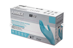 AMMEX XL Blue Nitrile Disposable Gloves, 3 Mil, Latex & Powder Free Case of 10