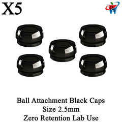 5x Dental Black Zero Retention Ø2.5mm Silicon Cap Ball Attachment Lab Use