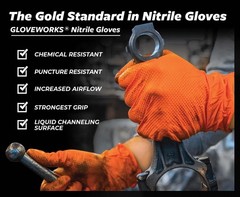 8 Mil Orange Nitrile Disposable Gloves Heavy Duty Industrial RDT for Mechanic…