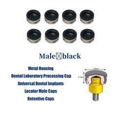 US 8PCS Dental Locator Overdenture Retention Caps & Metal Housing–PEEK Material