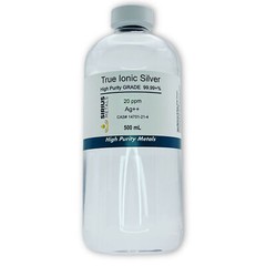 True Free Silver Ions (Ag++): 20 ppm, 99.99+% Purity – 500 mL in Plastic