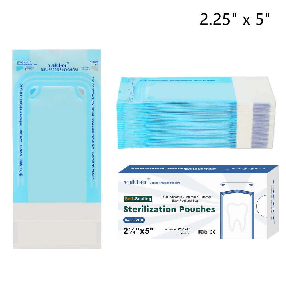 Vakker 400pc 2.25″ x 5″ Dental Self Sealing Sterilization Pouches Autoclave Bags
