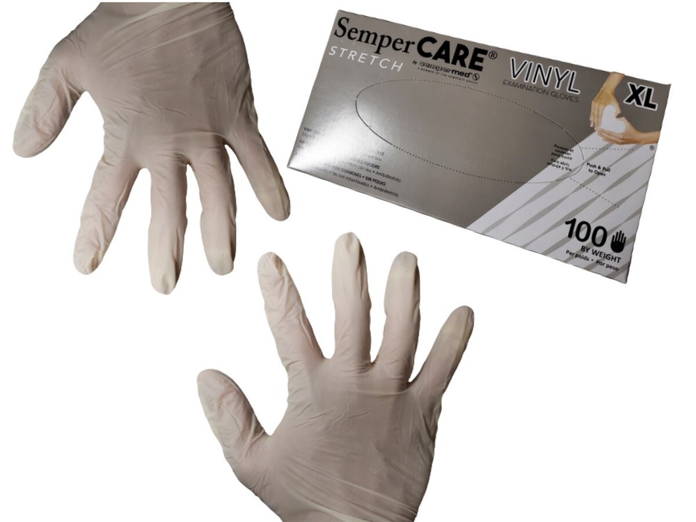 100 count Stretch White Vinyl Exam Gloves 4.7mil thick -Extra Large-XL