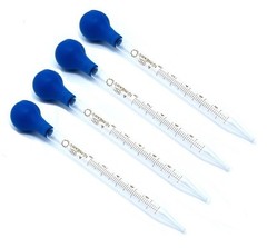 4 Pcs Graduated Medicine Glass Droppers 10ml 10cc Pipet Pipette 8″ with Scale