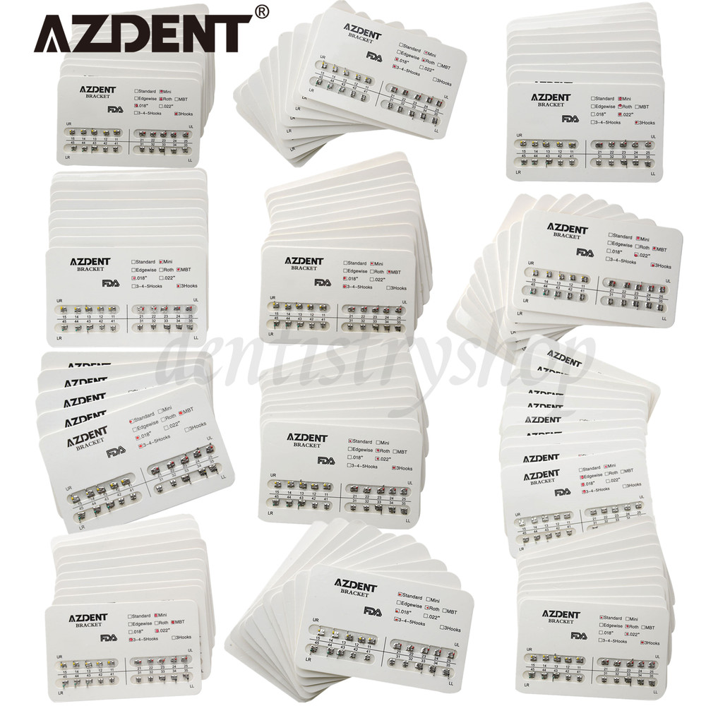 20pcs/bag Dental Ortho Brackets Standard/Mini MBT/Roth 018/022 Hook 3/345 AZDENT