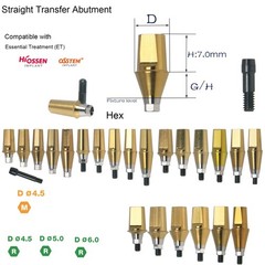 US Dental Ti Standard Straight Abutment W/Replica Screw fit Hiossen ET Regular