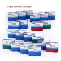 100PCS AZDENT Dental Diamond Burs for High Speed Handpiece Medium FG 1.6mm