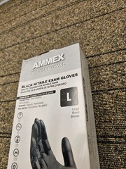 (QTY 200) AMMEX ABNPF46100 Black Nitrile Disposable Exam/Medical Gloves Large