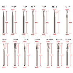 FG Round Dental Burs, 19mm (Pack of 10-100), Carbide for High Speed Handpiece
