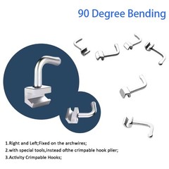 Dental Orthodontic Crimpable Hook Left/Right Sliding 90 Degree Bending 10Pc/pack