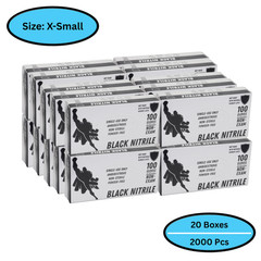 2000 Black Nitrile Powder-Free Disposable Gloves X-Small 5 MIL Finger-Textured