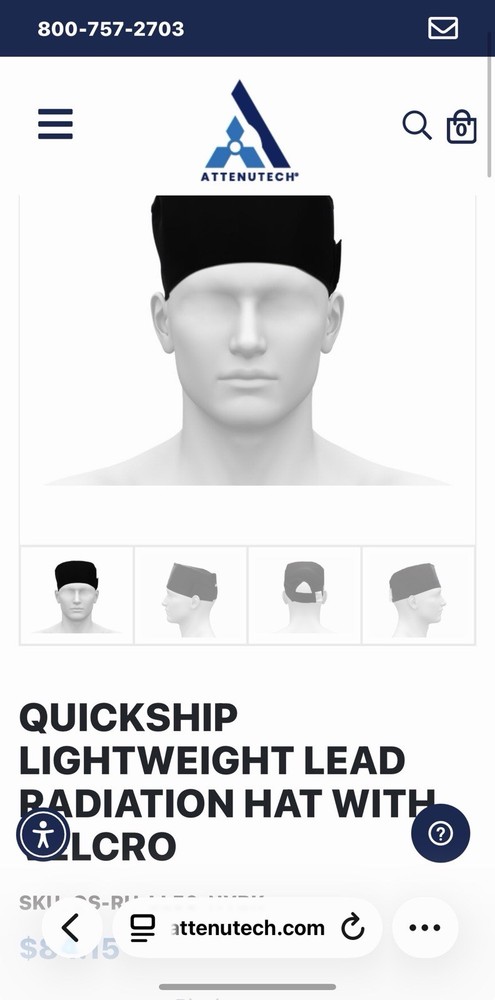 Lightweight Lead Radiation Hat from Attenutech 0.5mm Pb lead equivalency