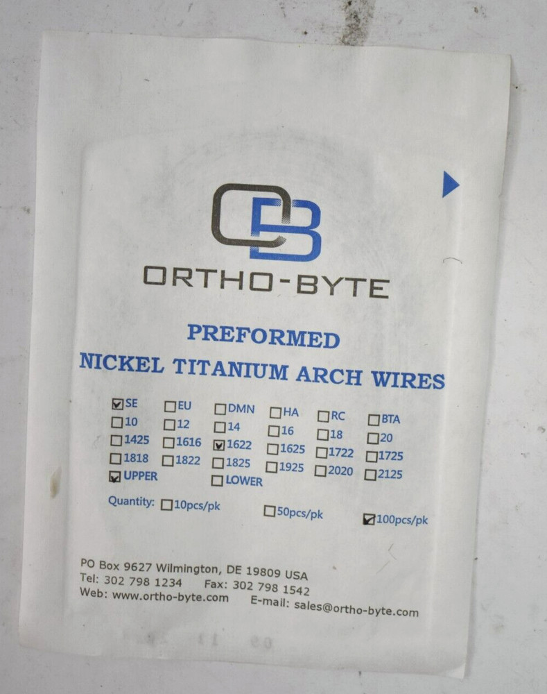 Lot of 100 Ortho-Bye Preformed Nickel Titanium Archwires SE Style Upper Side