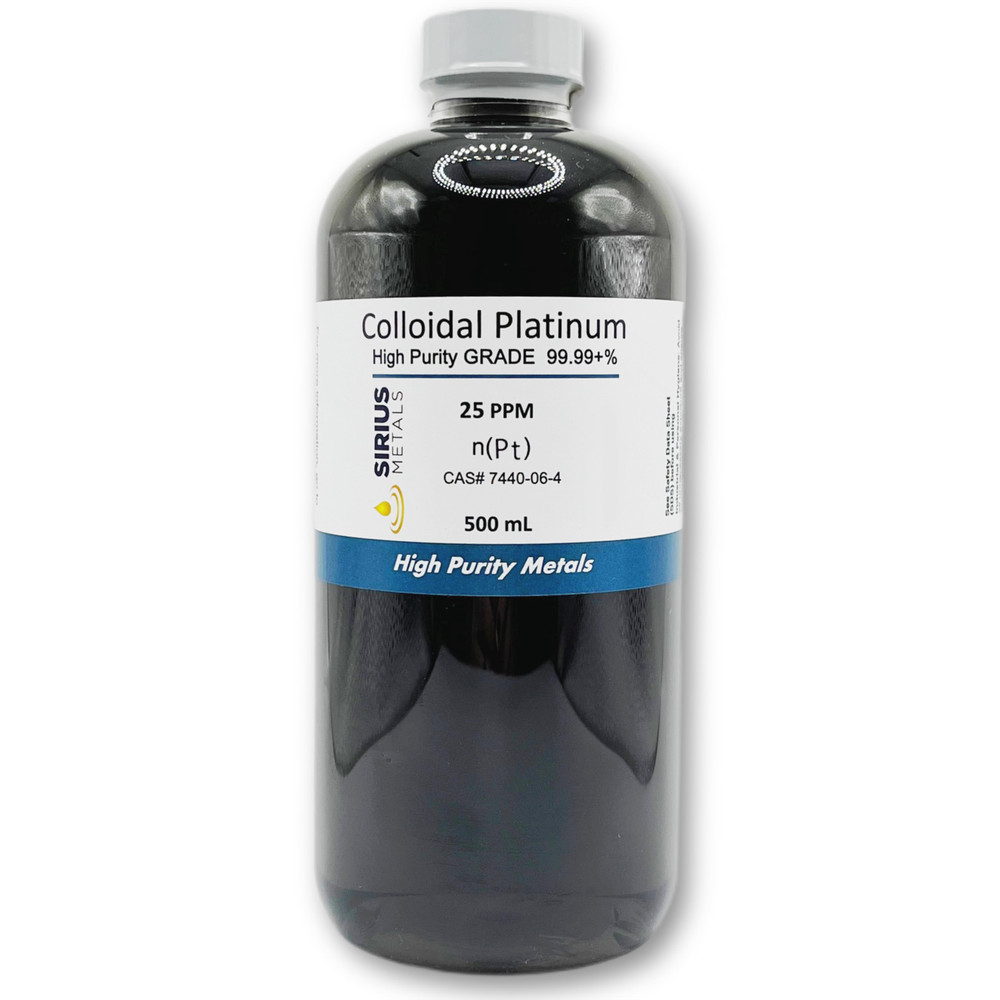 True Colloidal Platinum NanoParticles (PtNPs): 25 ppm – 500 mL in Plastic