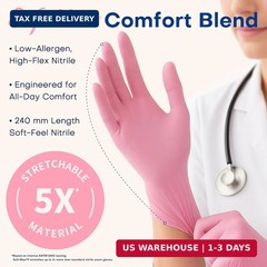 Supmedic Medical Nitrile Exam Gloves, 3.5 mil Powder-Free Food-Safe Disposable G