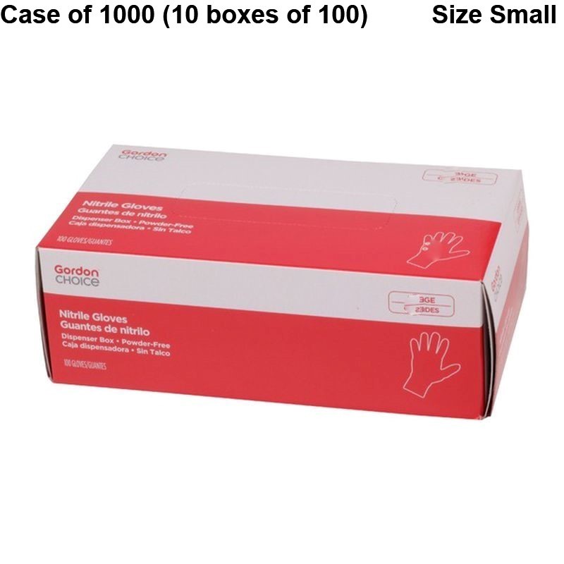 Case of 1000 Nitrile Gloves Small S Powder Free Gordon Choice Blue Food Service