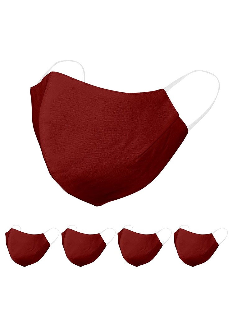 Pack of 5 Cotton – 3 Layered Mouth Cover Masks, Adjustable Earloops Anti Dust…
