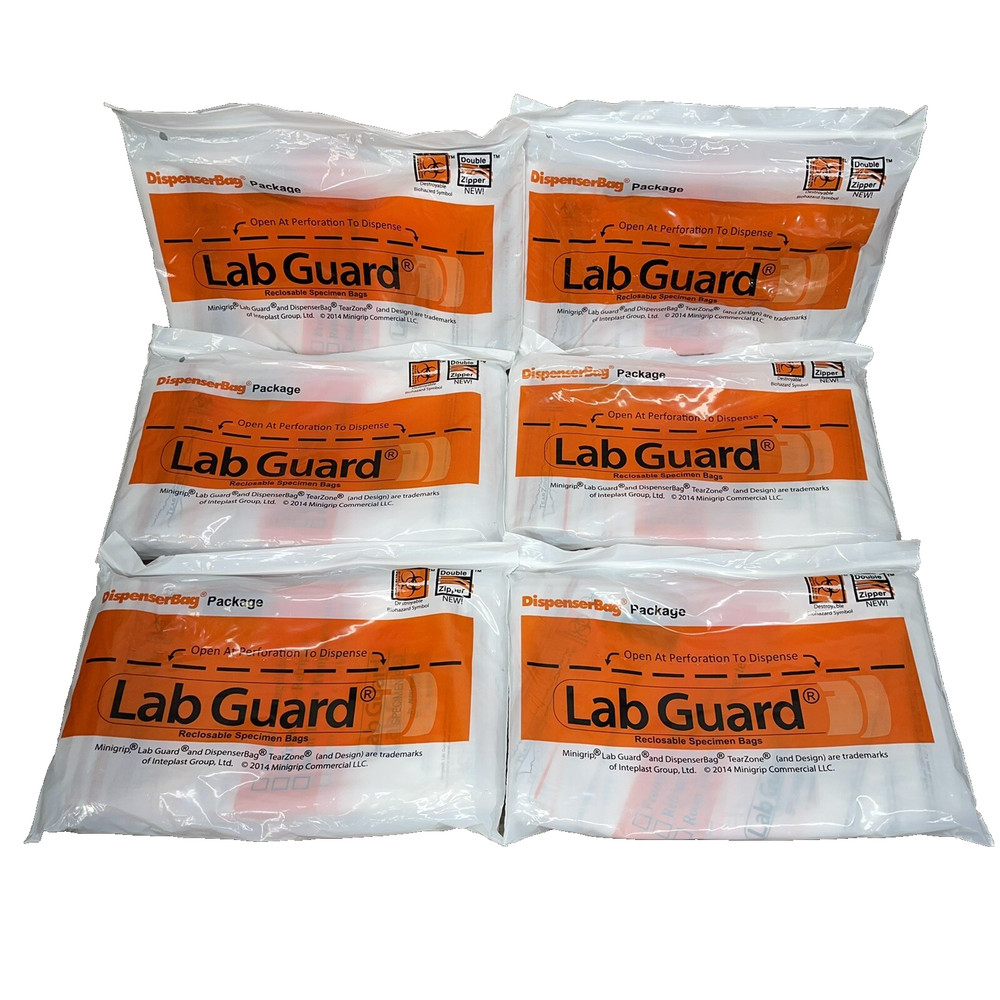 Lab Guard TearZone Specimen Bags MiniGrip 6” X 9” 300 Bags
