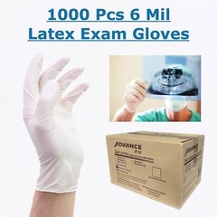 1000 Pcs Latex Exam Gloves White 6 Mil Powder FREE Medical All Size S, M, L, XL