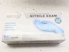 Ammex APFN46100 Exam Blue Nitrile Gloves Sz Large (Case of 1000) 10 boxes of 100