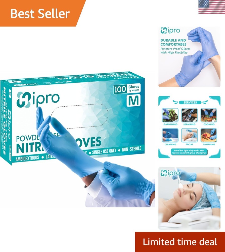 Ambidextrous 4 Mil Disposable Nitrile Gloves – Durable and Waterproof, 100 Count