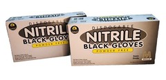 (2) Box 100 Ct Texture Grip Black Medical Nitrile Exam Gloves Latex Powder Free