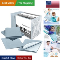 50 Pieces of 3-Ply Gray Waterproof Bibs Perfect for Dental and Tattoo Procedures
