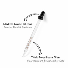 4 Pcs Glass Eye Dropper Round Tip Measured Medicine Droppers Calibrated 1 ml