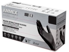 CASE of 1000 Ammex (XLARGE) Black Nitrile Gloves Disposable Medical Exam Gloves