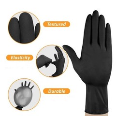 Black Nitrile Disposable Gloves Latex Free Textured Work Mechanic Tattoo 10-100